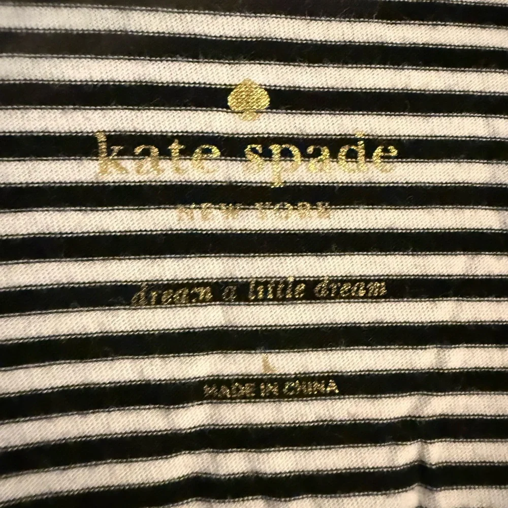 Kate Spade Black & White Striped Pajama‎ Set Bow Detail Size L